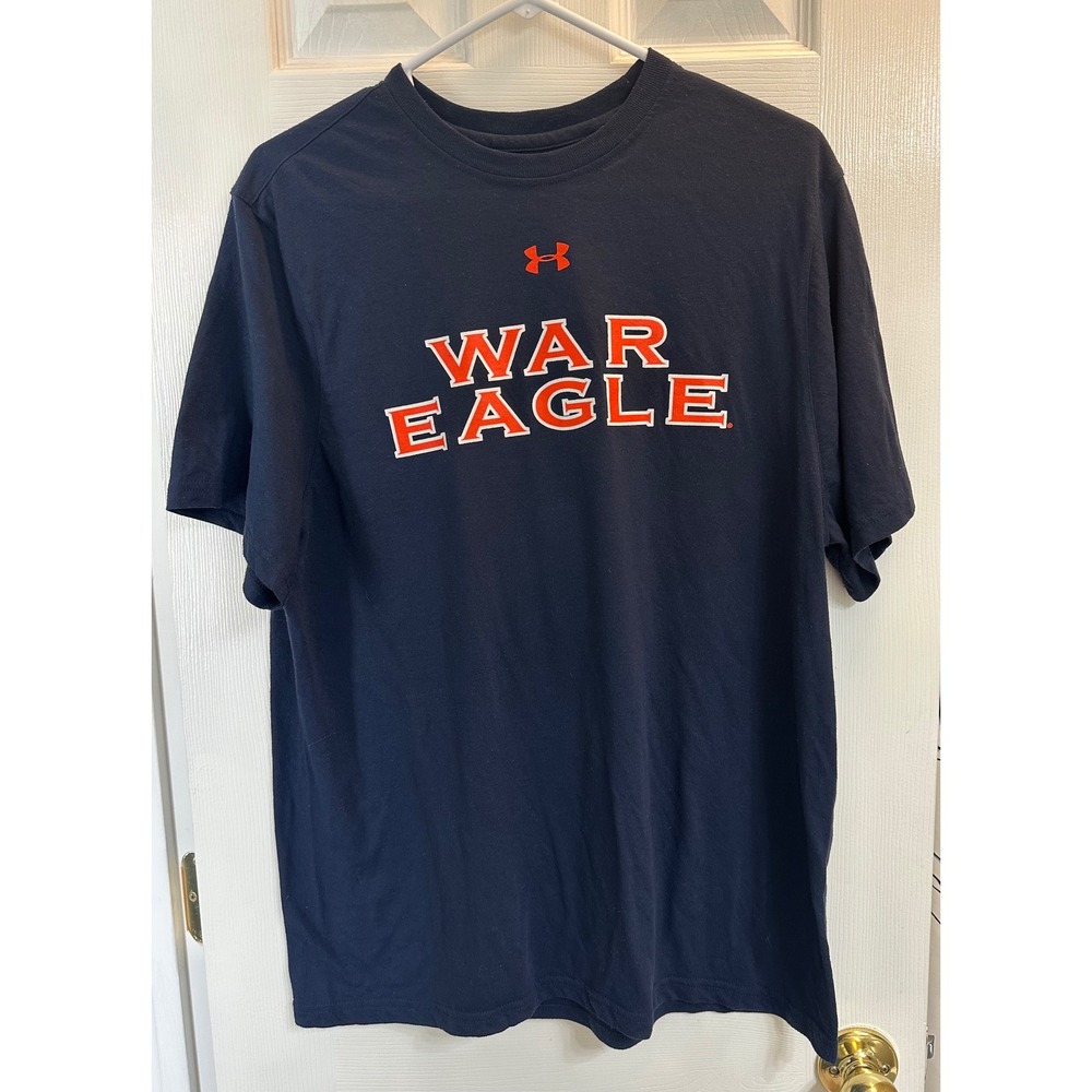 Under Armour Auburn Tigers War Eagle Navy Blue T-Shirt Mens Medium HeatGear